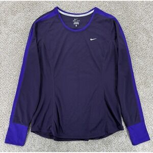 Nike Running Womens Dri-Fit Long Sleeve Crew Neck Athletic Shirt Size L Purple